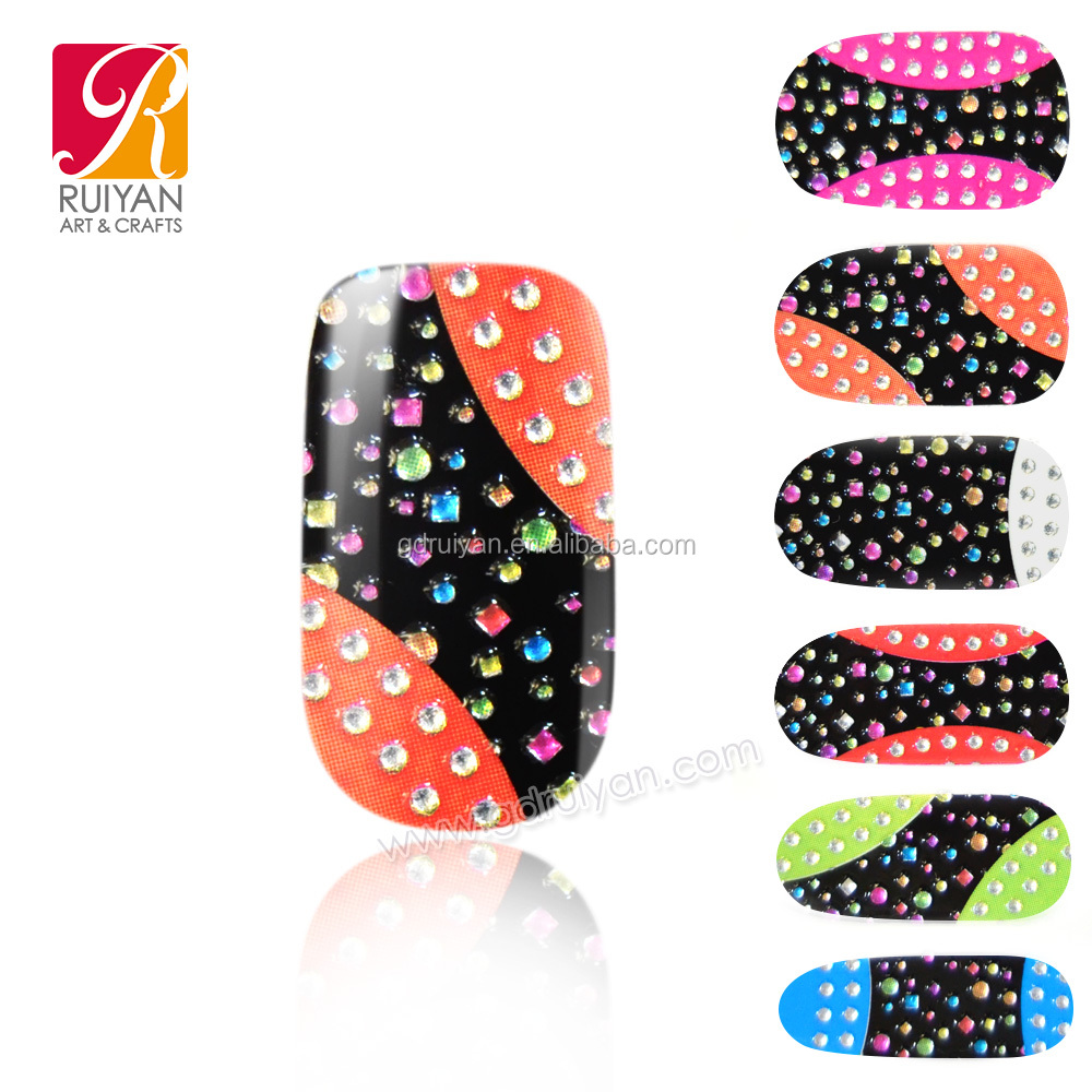 custom nail art diamond design, 3d nail stickers fsm0009