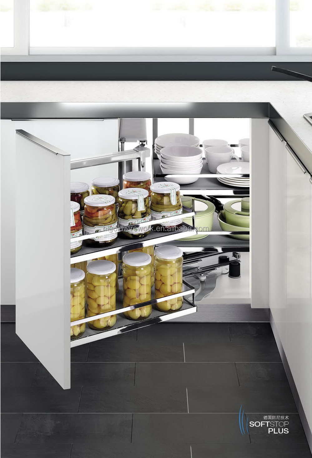 Keukenkast ontwerp ijzer mand magic corner met anti slip keuken ...