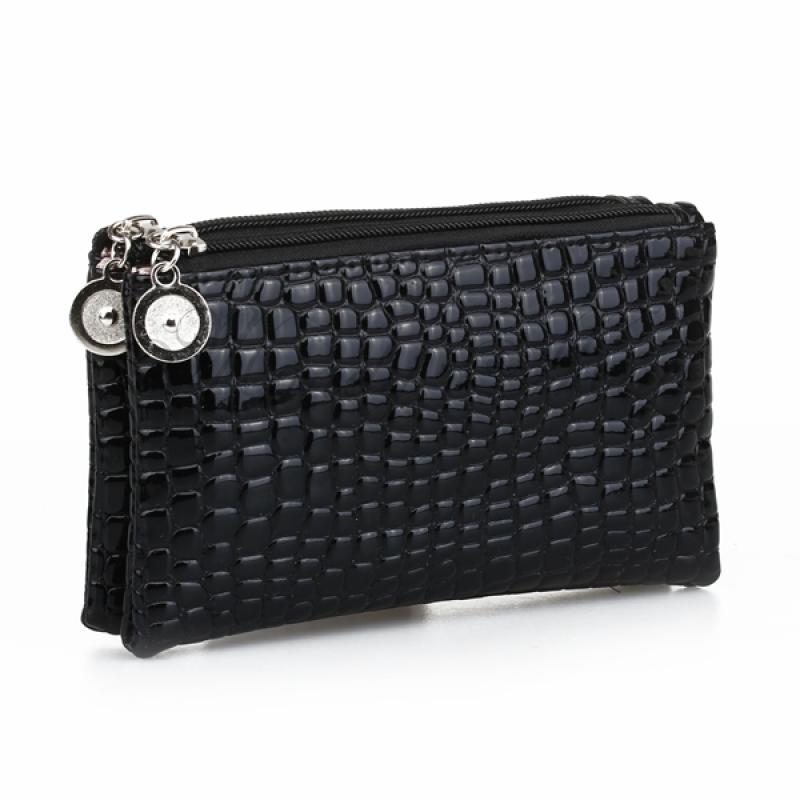 women clutch wallet purse pouch bag phone coins case pu leather black