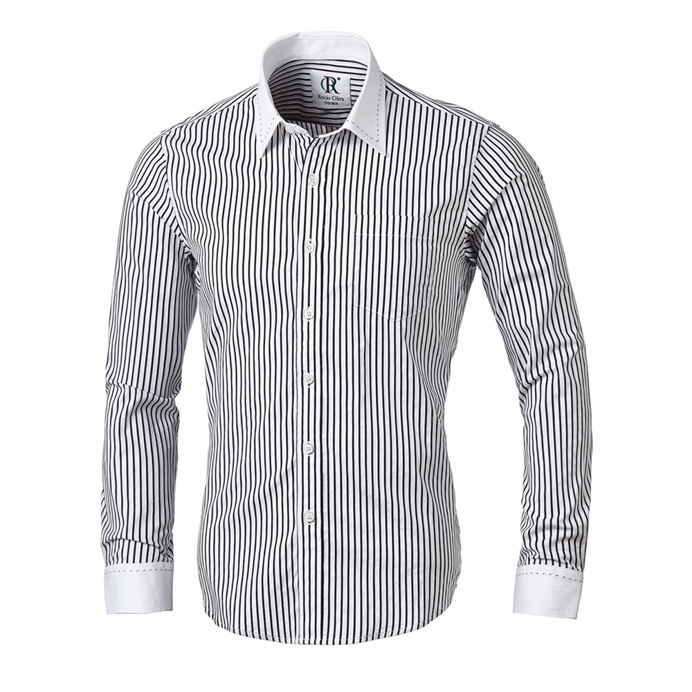 最新Striped100 %綿男性ドレスシャツメーカー仕入れ・メーカー・工場