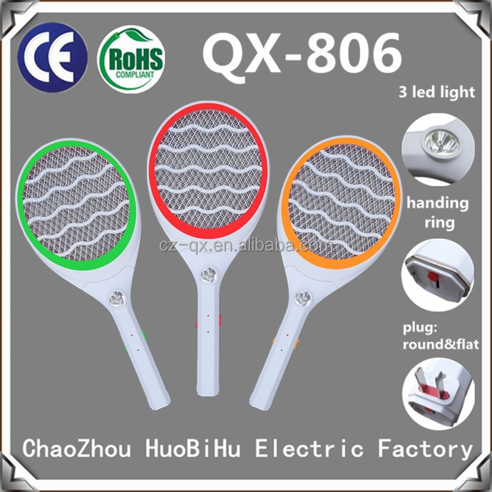 Qx806-5蚊のバットでハンドル電気虫取り器バッテリー800ma3ledライト充電式電気蚊のラケット問屋・仕入れ・卸・卸売り