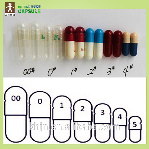 Customized red and black empty gelatin capsules in size 00#-4#