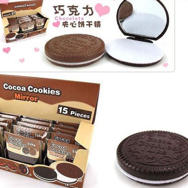 シングルサイドのラウンドシミュレーションかわいいココアのクッキー付き化粧鏡櫛のセット 問屋・仕入れ・卸・卸売り