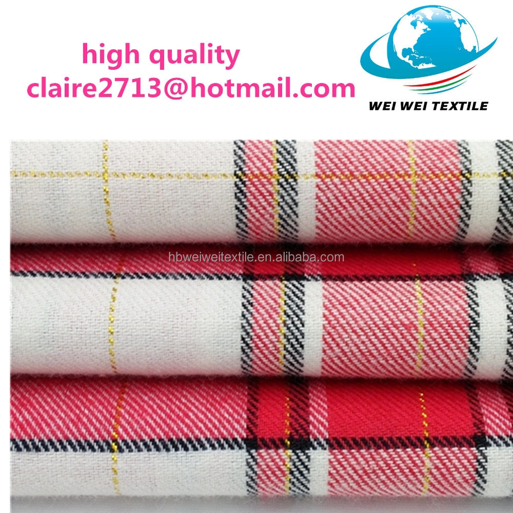 100% cotton plaid flannel dyed flannel fabric for