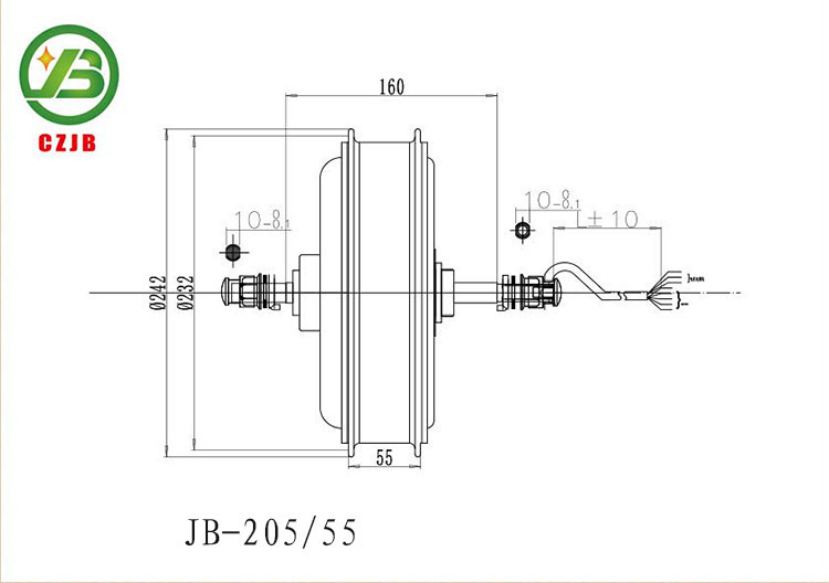 JB-205/55 2kw electric vehicle brushless dc hub motor