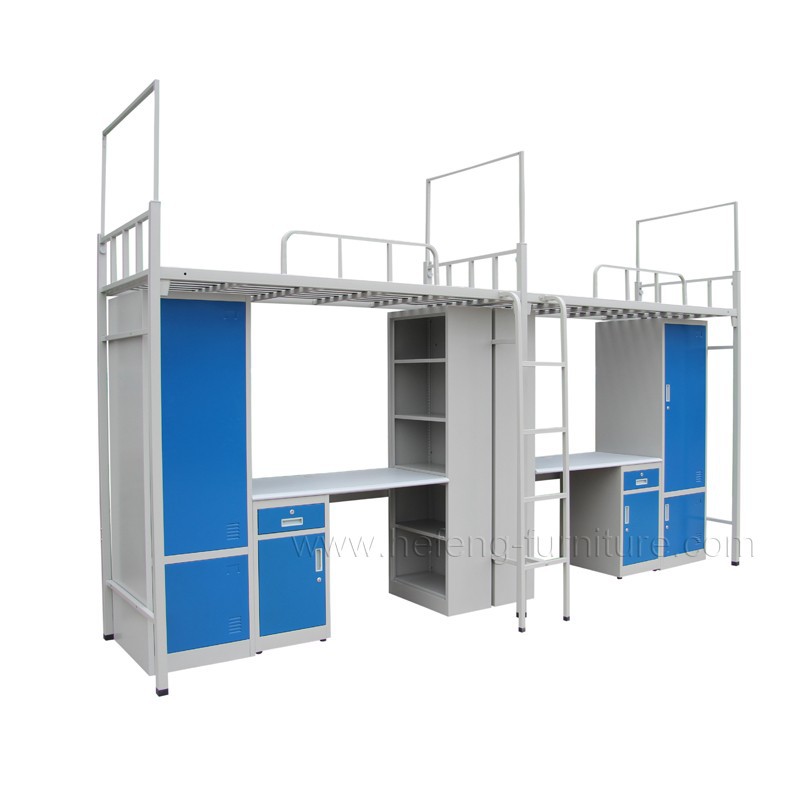 School Metal Bunk Bed With Desk And Wardrobe JF-B011