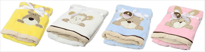 マイクロサンゴフリースの毛布での赤ちゃんのためのウサギの刺繍問屋・仕入れ・卸・卸売り