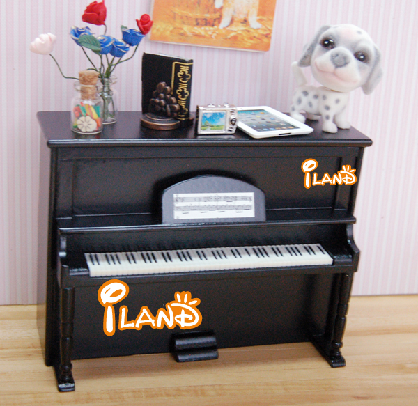 人形の家ミニチュアの楽器ミニピアノとスツールhe005gモデル黒問屋・仕入れ・卸・卸売り