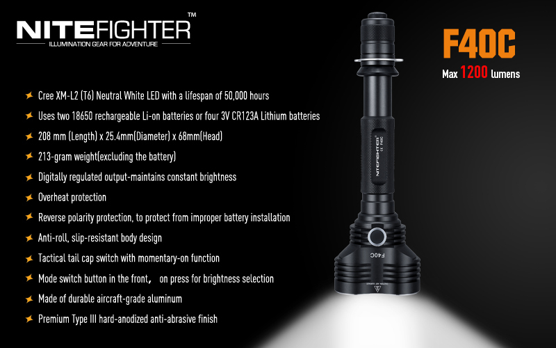 ルーメンの防水nitefighterf40c1200i px-8強力な迅速に対応led戦術的な懐中電灯問屋・仕入れ・卸・卸売り