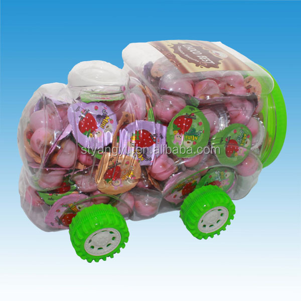 strawberry chocolate with biscuit cup in car