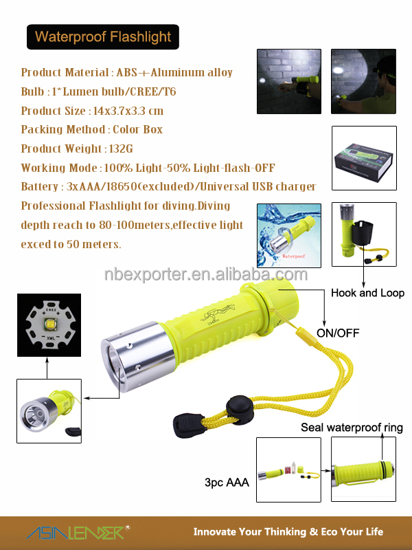 プロのクリー語xpe2014年ダイビング強力なled懐中電灯防水問屋・仕入れ・卸・卸売り