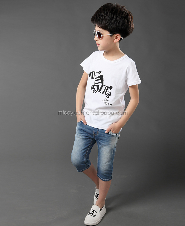 alibabaの熱い販売トップ品質2015半袖の男の子の服仕入れ・メーカー・工場