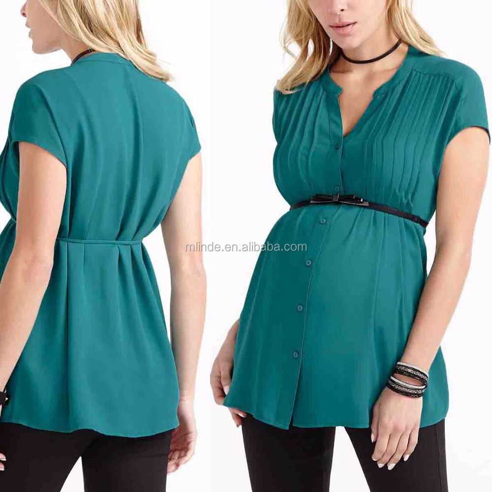 Maternity Clothes Manufacturers Short Sleeve Chiffon Maternity Blouse