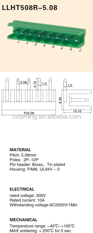 緑のプラグで- コネクタ端子台pitch5.08mmllht508r-5.08/端子台、 プラグ- で、 pcbねじ、 スプリング、 フィードスルー、 ゴシック仕入れ・メーカー・工場