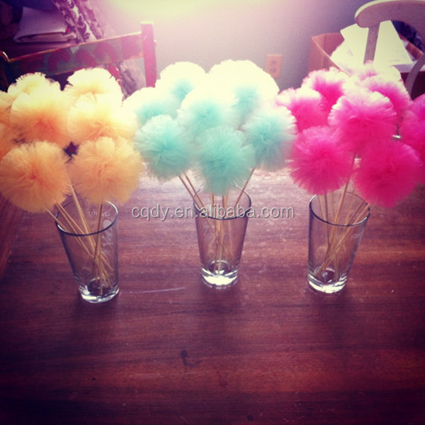 Festival Decoration Tulle Pom Pom For Wedding Colorful Puff