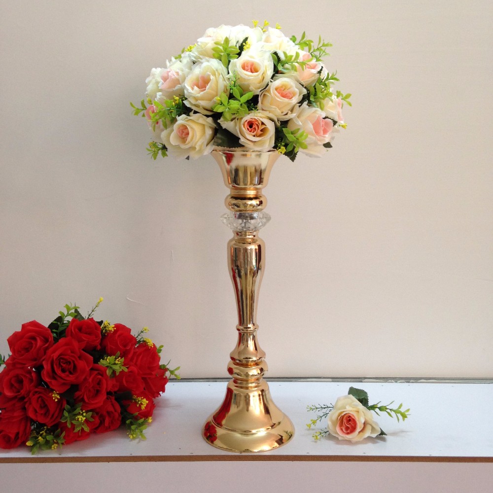 48cm Tall Golden Flower Vase European Style Wedding Decoration