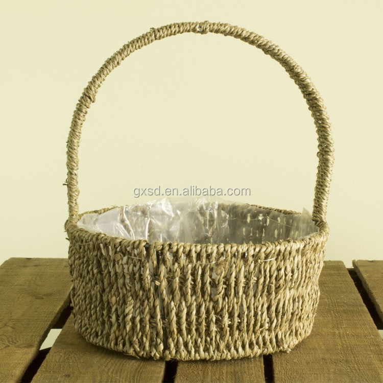 SDB1605465-Al Lined Seagrass Hand Basket Round Easter Planter 02.jpg