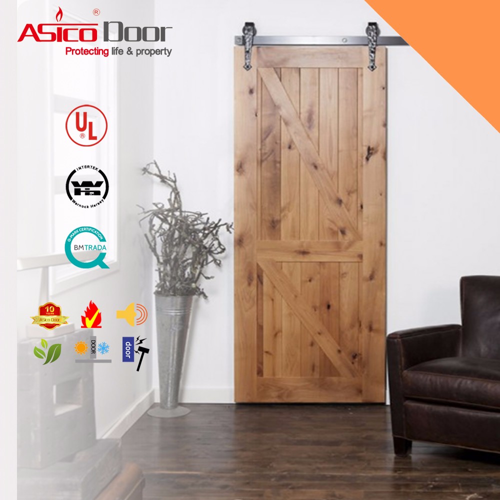 Asico Solid Wood Interior Sliding Trailer Barn Door For Interior