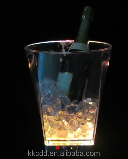 Champagne LED illuminated plastic ice bucket with stand
