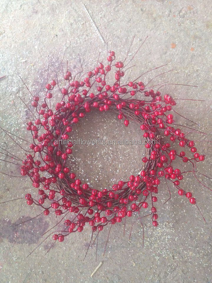 熱い販売の装飾的なクリスマスの花輪クリスマス籐赤い果実仕入れ・メーカー・工場