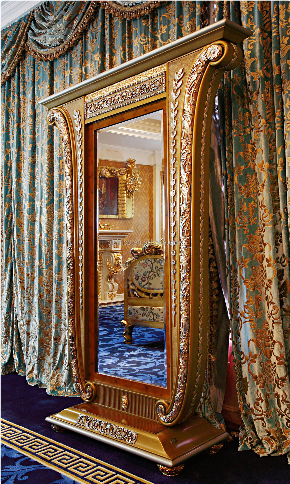 Luxe franse barok stijl hout gesneden vier deuren kledingkast kast ... Woonkamer gordijnen deco