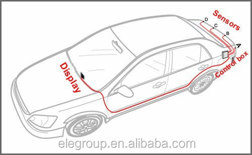 駐車場の逆4リアセンサー有線バックアップセンサー主導dispaly3色で、 ビビによるアラーム音良い価格および簡単なインストール問屋・仕入れ・卸・卸売り