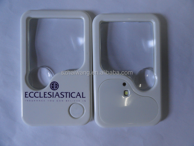 バッテリー式ledライト2014年現用カードルーペの虫眼鏡のレンズのプラスチック問屋・仕入れ・卸・卸売り