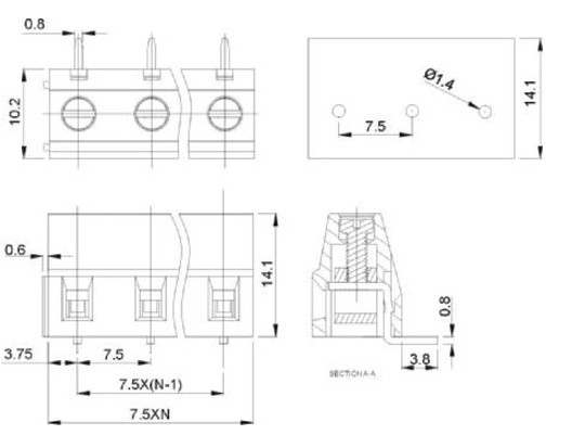 Zb128r7.5ミリメートル配線コネクタターミナルブロックコネクタ端子仕入れ・メーカー・工場