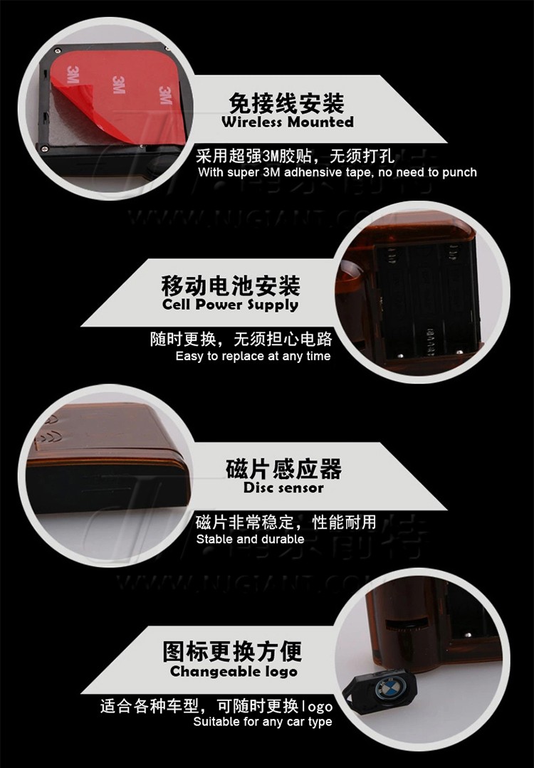 details of car door logo light