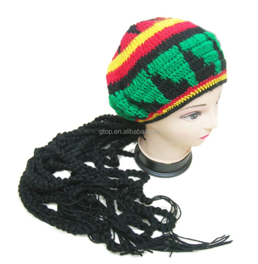 Rasta Dredlock Wig Reggae Crochet Cap Jamaican Bob Marley ...