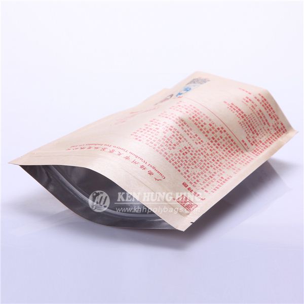 Stand up Zip Lock Kraft Sealable Tea Bags with Window