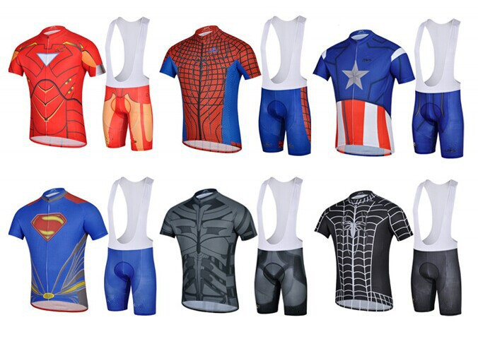 スーパーマンスタイル面白い服半袖サイクリングジャージビブショーツセットメンズ自転車卸売ポリエステルスポーツウェア問屋・仕入れ・卸・卸売り