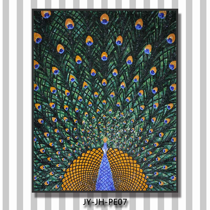 Jyjhpe06 Peacock Mosaic Tile Pattern Wall Design Foshan Handcraft