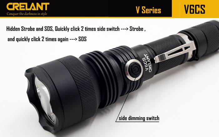 Crelant V6CS 10 ワット cree クール/中立xm-l2 led 960 ルーメン無電極調光led戦術懐中電灯仕入れ・メーカー・工場