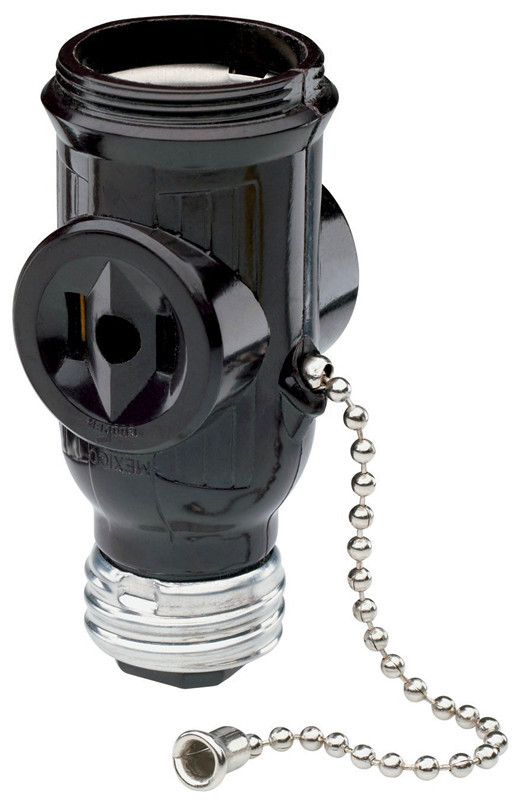 660 Watt,125 Volt,Two Outlet With Pull Chain Socket Duplex Bulb Socket