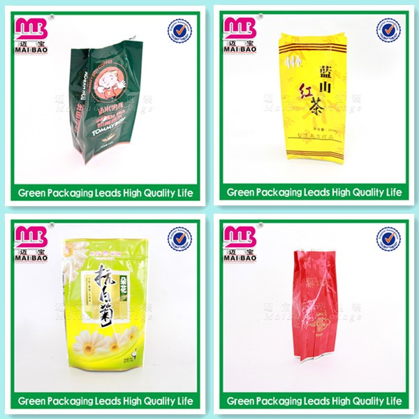 customized printing pattern front side clear back side aluminum foil tea bag
