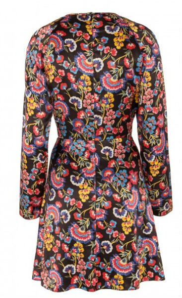 マルチ- 着色された花柄の、 長い袖とそっとフレアスカートドレス長袖冬から2014年コレクション問屋・仕入れ・卸・卸売り