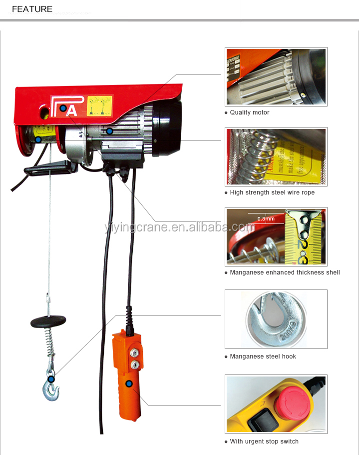 Pa600 Mini Electric Winch Hoist 600kg - Buy Winch Hoist 600kg,mini 