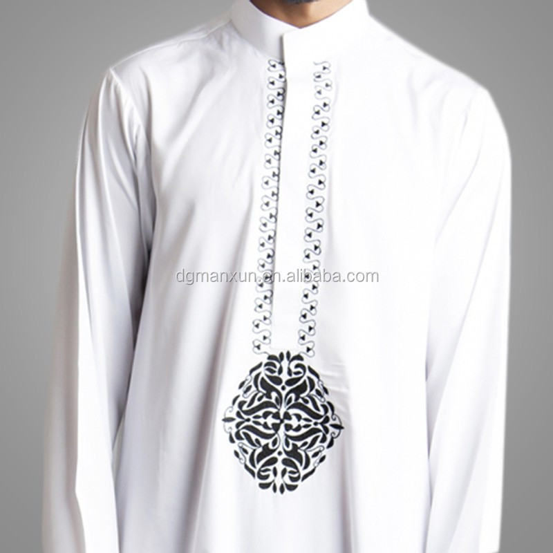 2016 New Style Dubai Thawb Muslim Men Thobe Embroidered Islamic Abaya 2.jpg