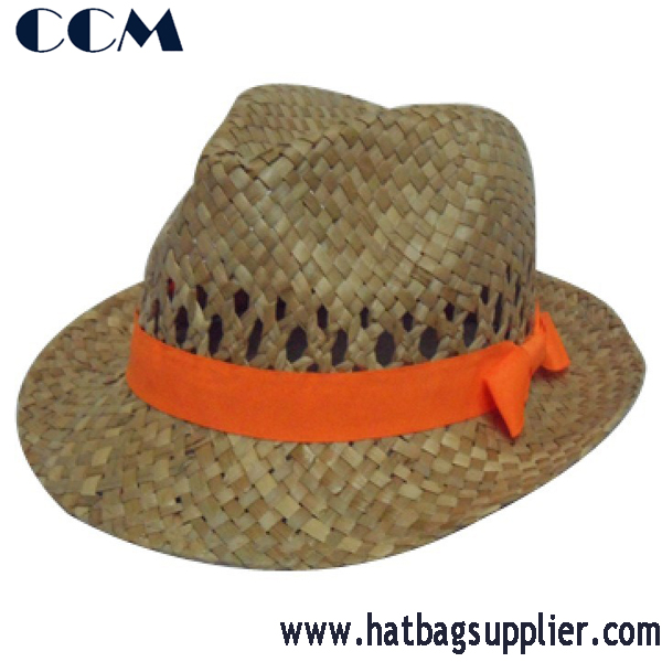 ラッシュわらフェドーラ帽子用ビーチ/ユニセックスライフガード帽子でオレンジバンド仕入れ・メーカー・工場