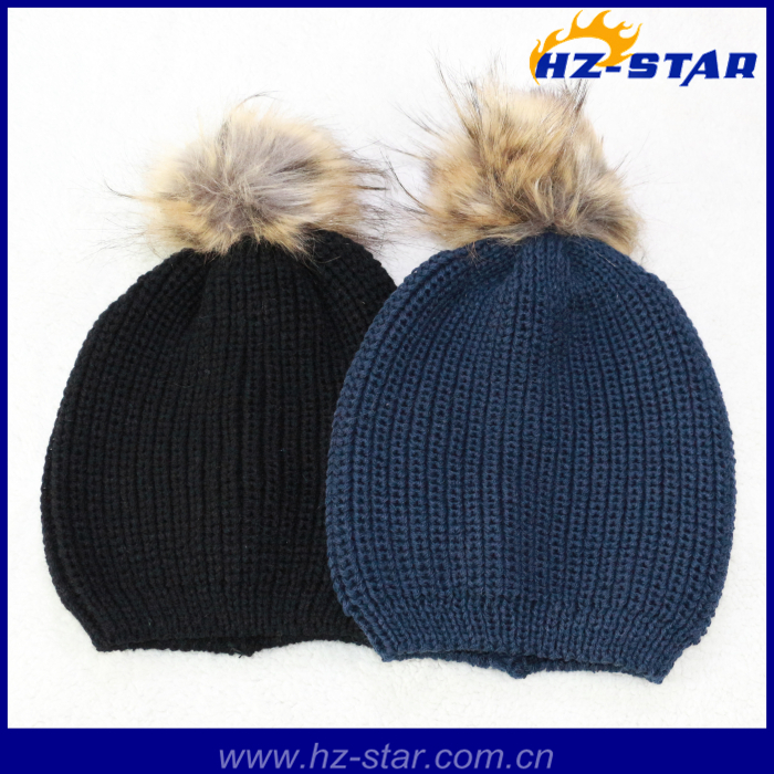 冬の女の子のファッションカスタムhzm-135542015最高の冬の帽子ポンポンまみれと/人気のニット帽仕入れ・メーカー・工場