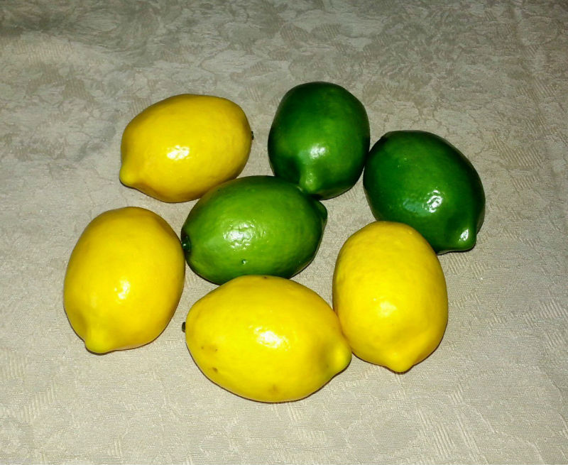 7 Artificial Realistic Lemons & Limes Fake Faux Fruit Decorative Lemon