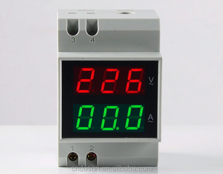 デュアルデジタルディスプレイled自宅使用されるレールac電圧計電流計ac80-300vac0.2- 99.9a仕入れ・メーカー・工場