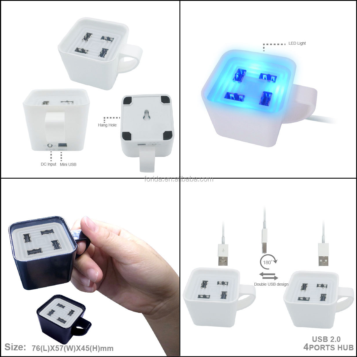 コーヒーギフトusb2.02014年4ポートのハブ付きボディの照明、 ダブルusbデザイン問屋・仕入れ・卸・卸売り