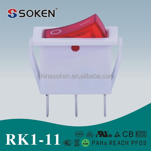 SOKEN 3端子 ON-OFF-ON CQC,TUV,VDE,UL,KEMA,ENEC,CB認証 125V/250V ロッカスイッチ仕入れ・メーカー・工場