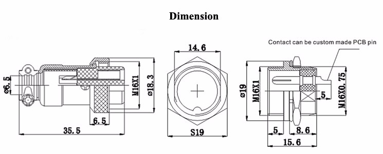 16MM reverse assembling 4pin circular connectors