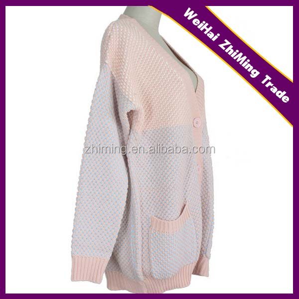 ladies fashions pink color cotton long sleeve v-neck cardigan sweater問屋・仕入れ・卸・卸売り