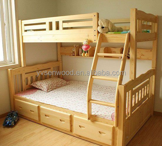 Wooden Bed Modern Kids Double Deck Bed