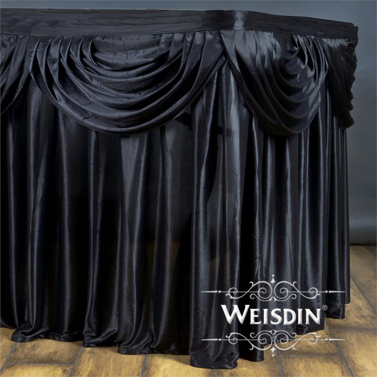 Black Satin Double Drape Table Skirt 17'.jpg