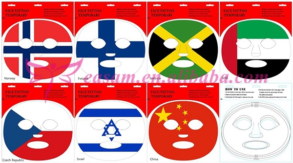 フェイスマスク2015新しいカラフルなタトゥーステッカー/国旗タトゥー 問屋・仕入れ・卸・卸売り